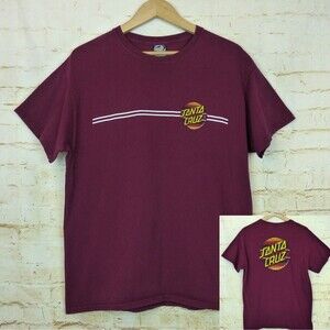 Santa Cruz Skateboards Shirt Mens L Burgundy Classic Dot Graphic Tee Skate 90s